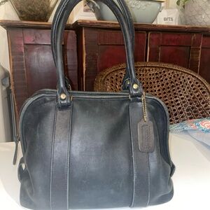 Vintage Coach Black Leather Handbag Satchel 6843 11x8x6